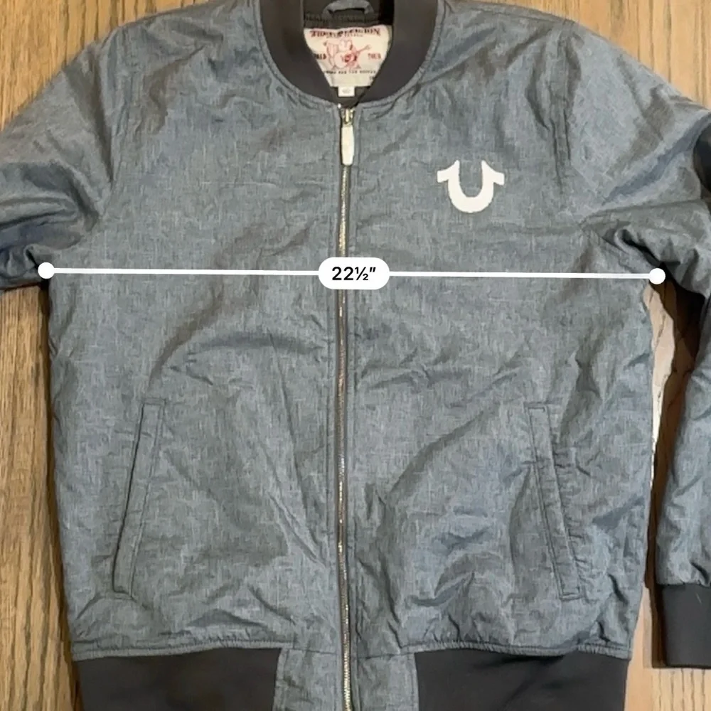 True Religion Gray Bomber Jacket-Size Large